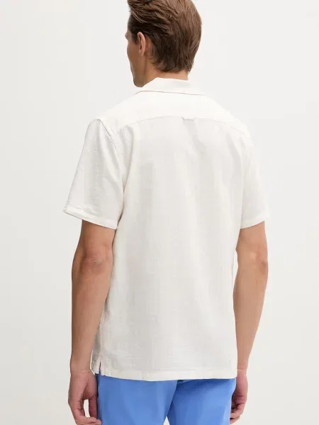 Koszula casualowa o kroju regular fit z mieszanki lnu i bawełny Tommy Jeans beżowa