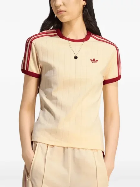 Tricou Adidas cu broderie cu dungi negru