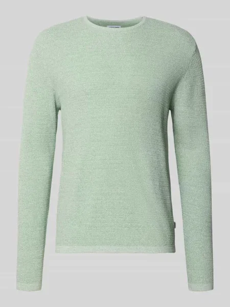 Sweter z dzianiny z prążkowanym okrągłym dekoltem model ‘GEORGE’ Jack & Jones