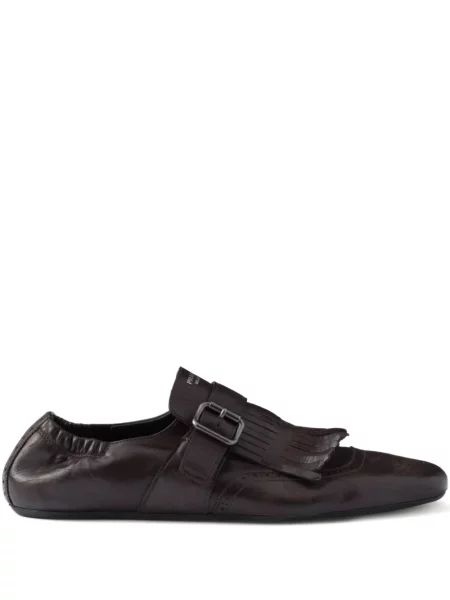 Pantofi monk Prada cu franjuri maro