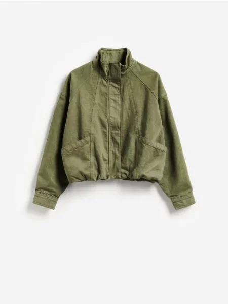 Reserved Geacă bomber din denim verde