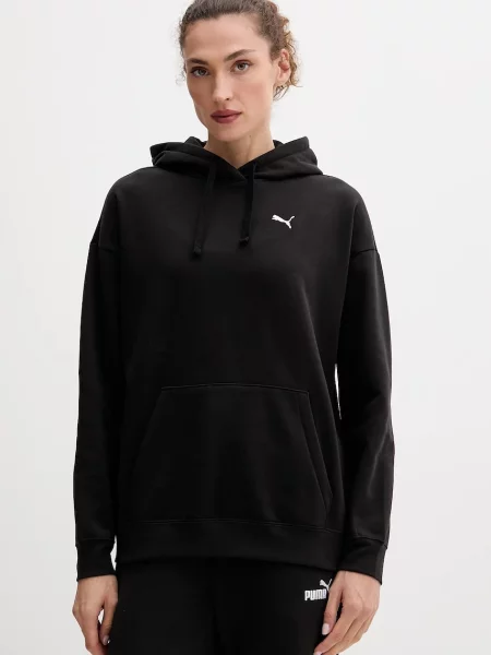Суичър с качулка Puma с качулка с апликация черно