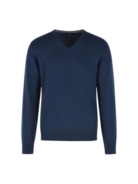 Sweter Gran Sasso z dekoltem w serek niebieski