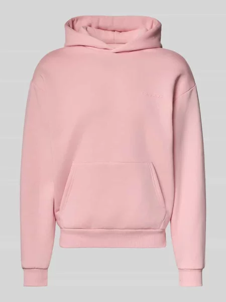 Bluza z kapturem z nadrukiem z logo Review różowa