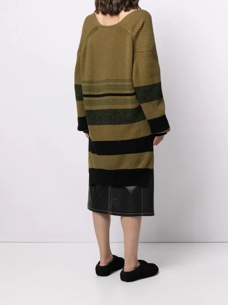 Pulover Proenza Schouler White Label cu dungi cu decolteu în V alb