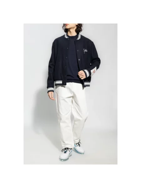 Sweter Golden Goose wełniany z logo niebieski
