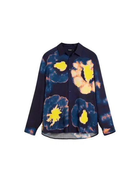 Desigual Cămașă bleumarin / cobalt / galben deschis albastru