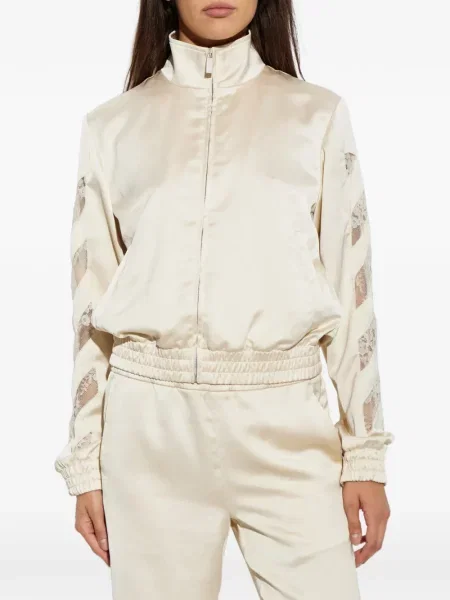 Geacă bomber Off-white din satin alb
