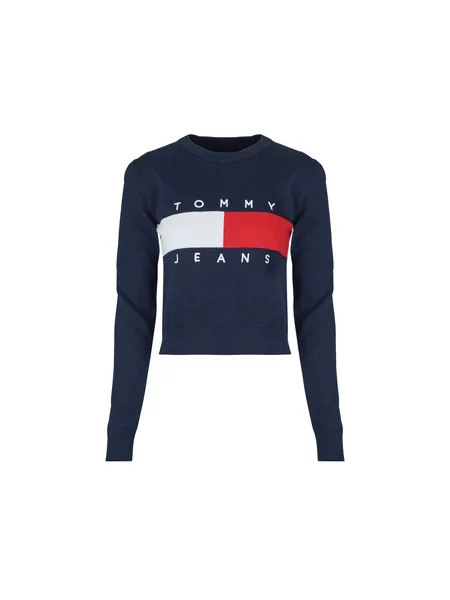 Tommy Jeans Pulover mornarska / rdeča / bela modra