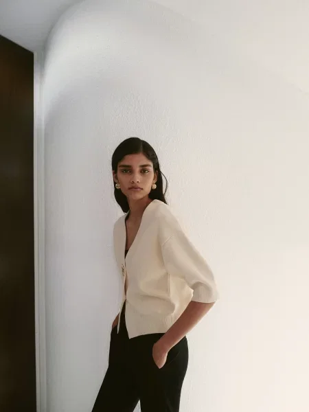 Кардиган MANGO віскоза/поліестер білий