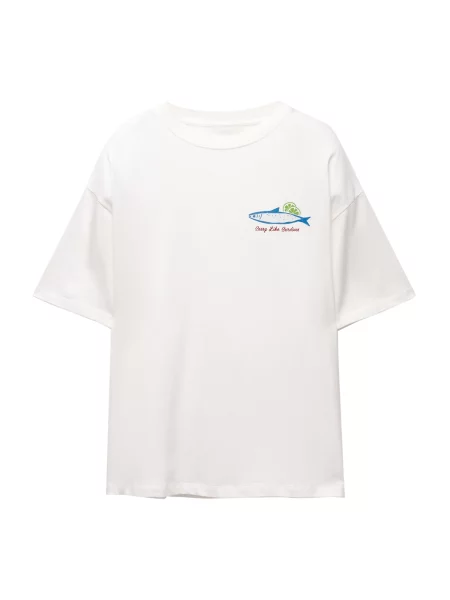 Pull&Bear Tricou albastru regal / gri / roșu / murdar alb