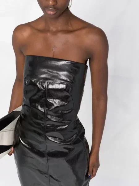 Oblekové šaty Rick Owens bez ramínek černé