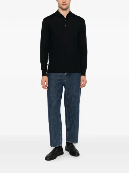 Lung tricou polo éphémère albastru