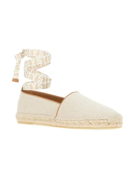 Espadryle Stella Mccartney bez obcasa z logo beżowe