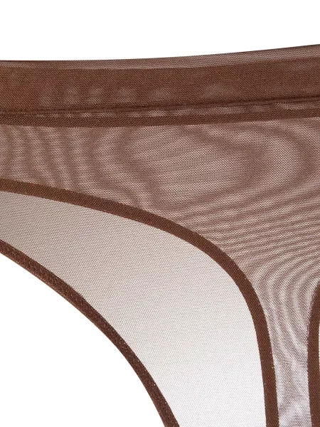 Stringi Maison Close z siateczką brązowe
