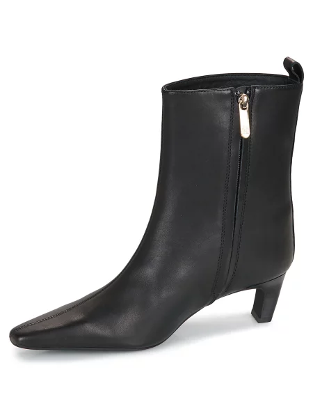 Cizme scurte Tommy Hilfiger din piele cu toc jos negru