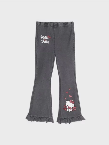 Sinsay Kalhoty flare s bavlnou Hello Kitty šedá
