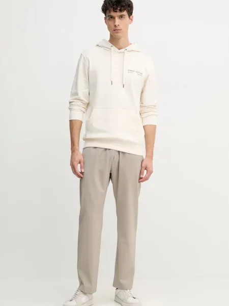 Tommy Hilfiger bluza beżowy z kapturem gładka biała