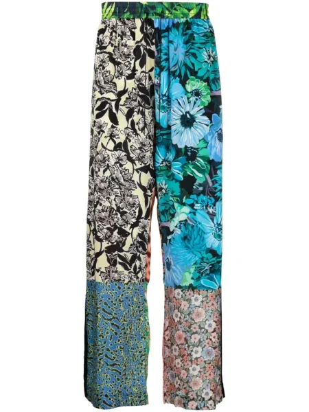 Pantaloni Marine Serre de mătase cu imagine verde