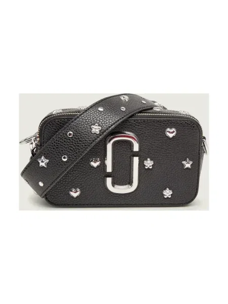 Marc Jacobs De piele geantă poștaș The Mini Icon Stud Snapshot negru