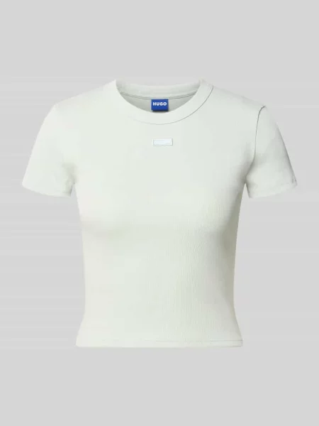 T-shirt o kroju slim fit krój krótki z mieszanka bawełny model BABY TEE_B' Hugo Blue