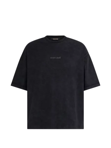 Tricou Roberto Cavalli cu imagine cu model piele de șarpe negru