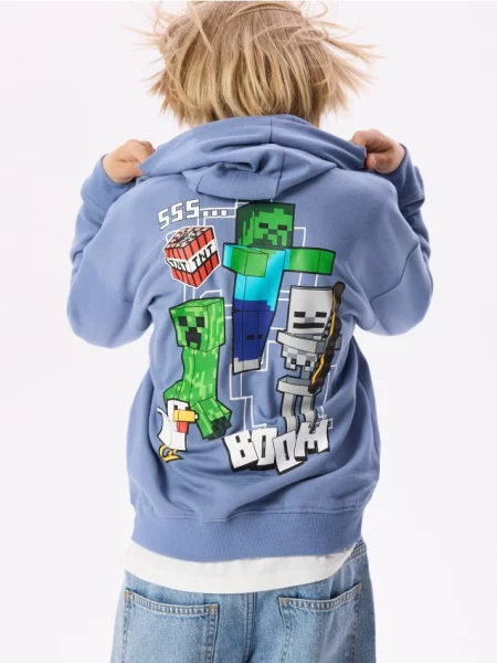 Reserved Mikina Minecraft oceľovo modrá