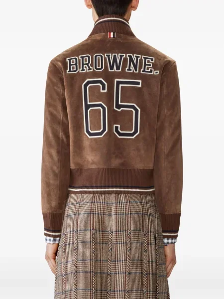 Geacă bomber Thom Browne din piele de căprioară