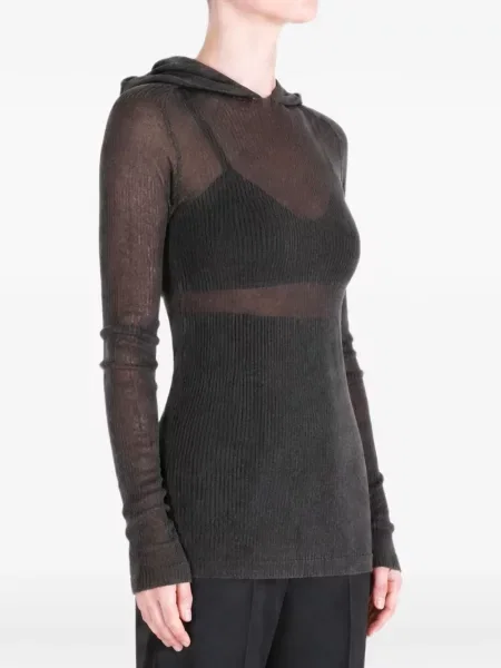 Hanorac cu glugă Rick Owens tricotate gri