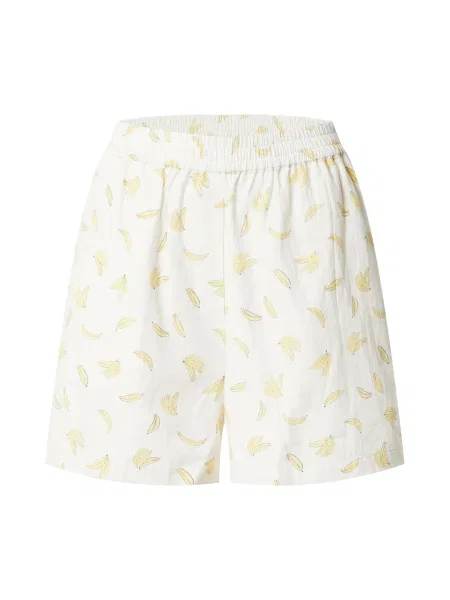 EDITED Pantaloni TARA lână / galben pastel alb