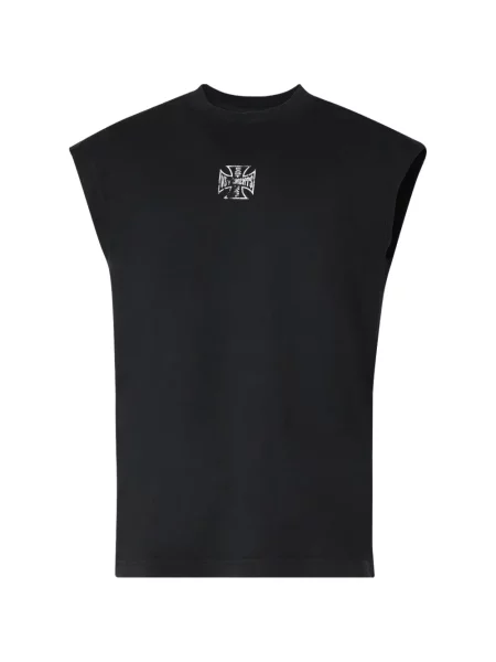 Tricou Vetements fără mâneci cu imagine negru