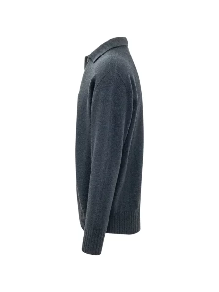 Lung tricou polo Amaranto tricotate albastru