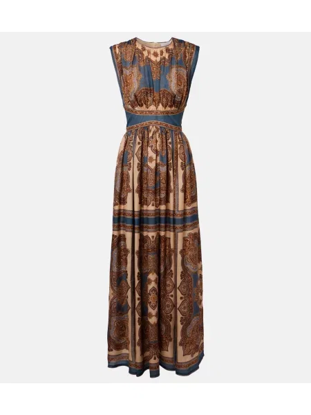 Rochie maxi Zimmermann de mătase cu imagine albastru