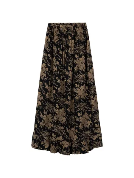 Květinové maxi sukně Antik Batik s potiskem černé