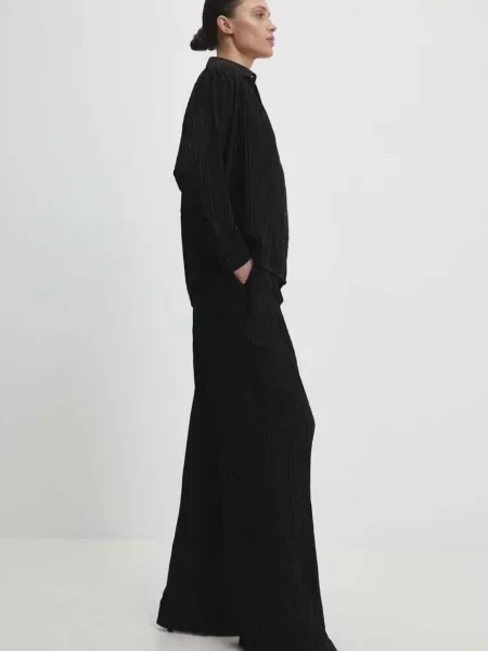 Панталон Answear Lab с широка каройка с висока талия черно