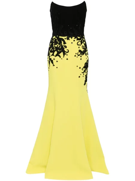 Rochie Saiid Kobeisy cu broderie din crep negru
