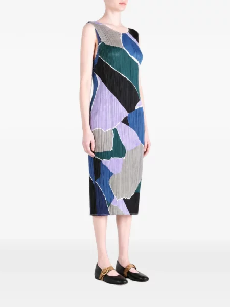 Μίντι φόρεμα Pleats Please Issey Miyake με σχέδιο με αφηρημένο print μωβ