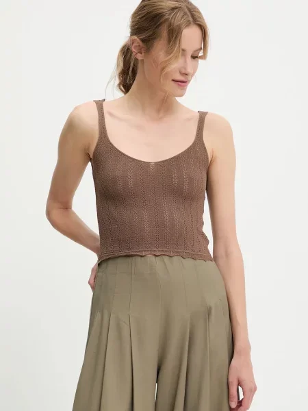 Блуза Answear Lab дамска с изчистен дизайн кафяво