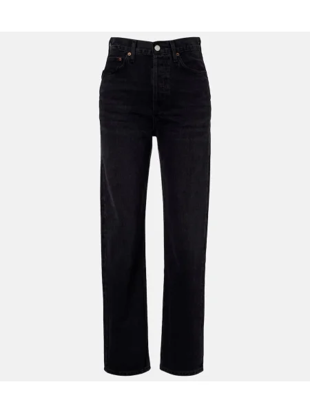 Proste jeansy Agolde z wysoką talią czarne