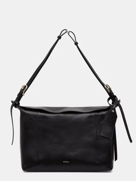 Furla Bőr válltáska Furla Ginevra L fekete