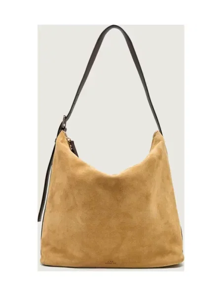 A.P.C. Geantă shopper Vera Maxi | piele întoarsă bej