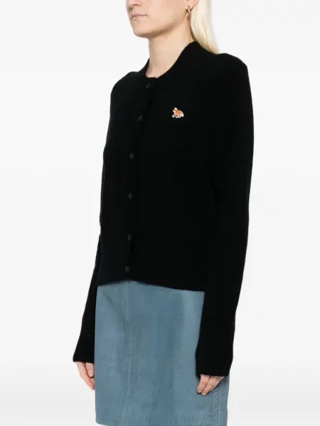 Cardigan Maison Kitsune cu broderie negru