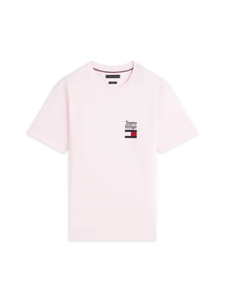 TOMMY HILFIGER Póló tengerészkék / pasztell-rózsaszín / piros fehér