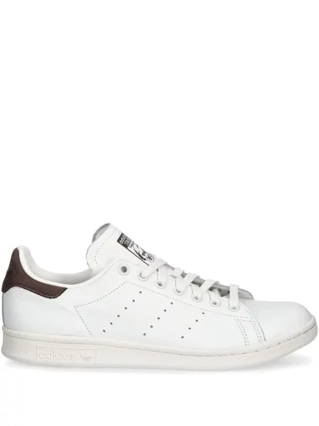 Pruhované kožené kalhoty Adidas bílé