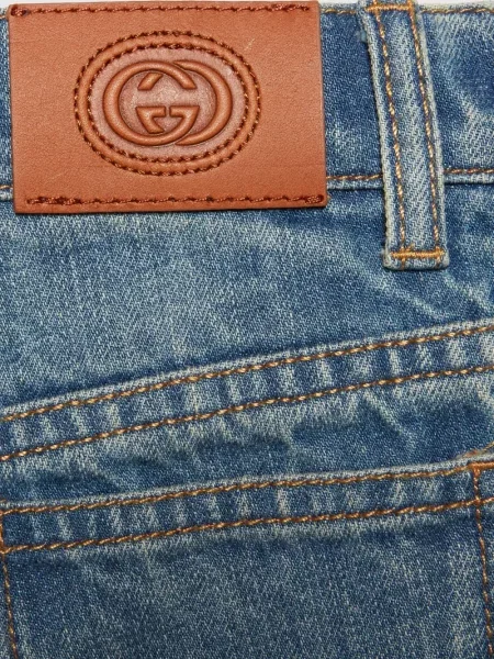 Jeansy straight leg dziecięce Gucci niebieskie