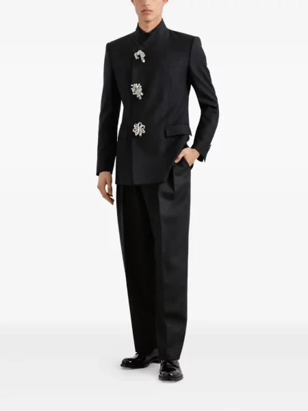 Pantaloni Dolce & Gabbana de lână plisate negru