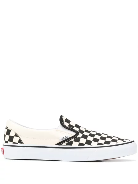 Sneakerși Vans în carouri cu imagine slip-on alb
