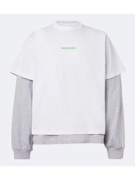 Tricou Balenciaga din jerseu alb