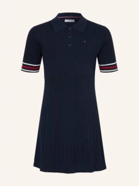 Tommy Hilfiger Pletené Polo Šaty tmavě modrá bílé