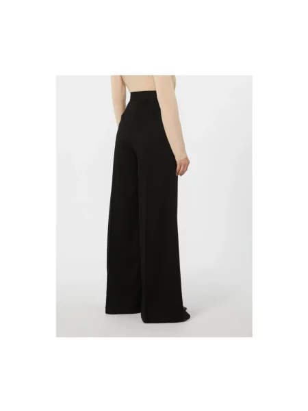 Lniane spodnie Max Mara z wysoką talią czarne